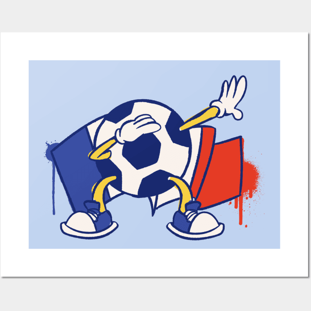 Dabbing Soccer Ball Cartoon France French Flag Football Wall Art by Now Boarding